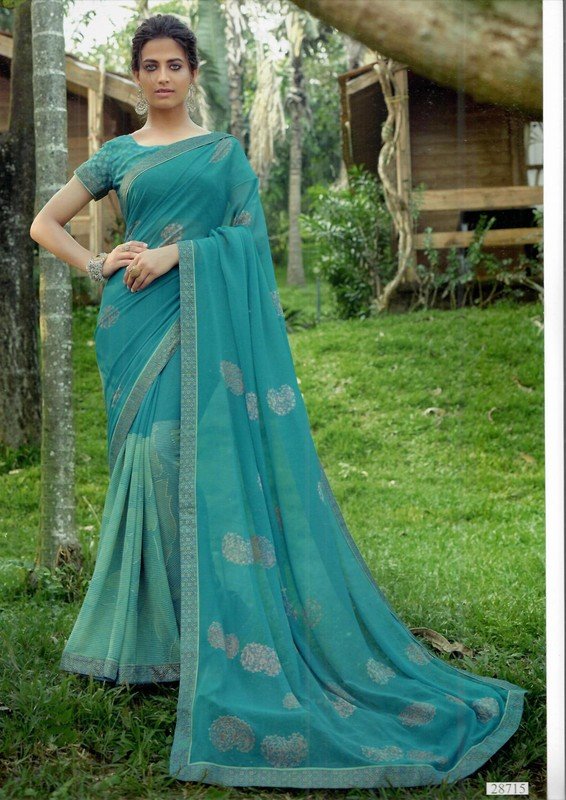 Vallabhi Vasant Vl-28715 Blue Georgette Saree