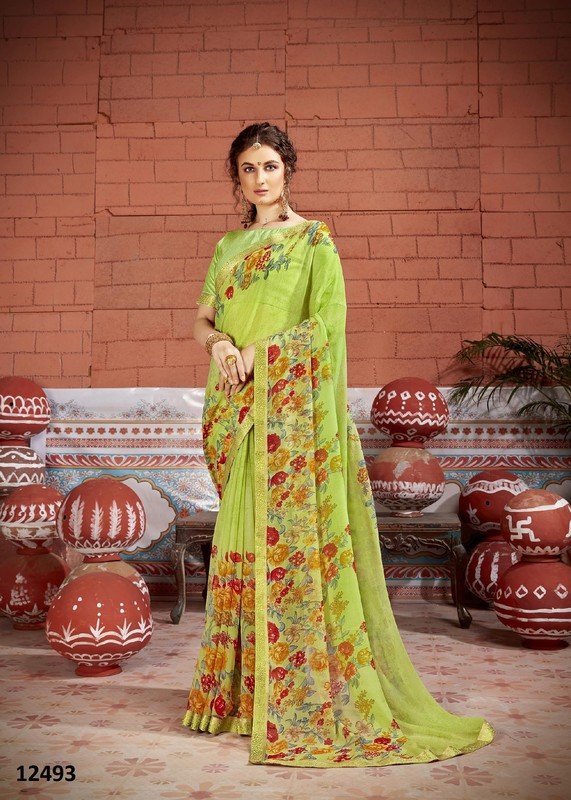 Vallabhi Venilla Vl-12493 Green Georgette Saree