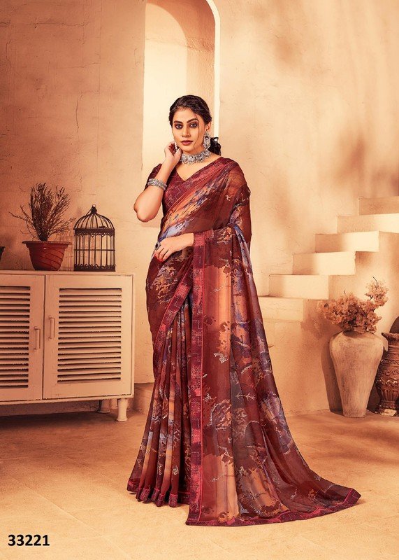 Vallabhi Vipasa Vol-2 Vl-33221 Brown Georgette Saree