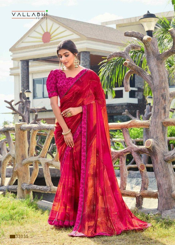 Vallabhi Vipasa Vl-33035 Multicolor Georgette Saree