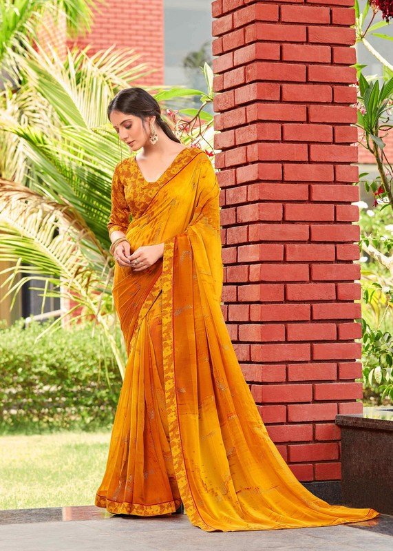 Vallabhi Vipasa Vl-33038 Yellow Georgette Saree