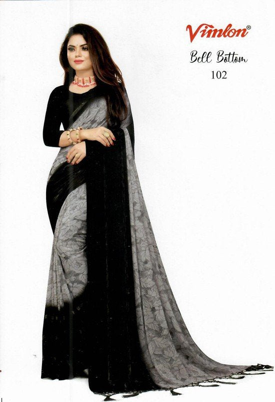 Vimlon Bell Bottom Vb002 Grey Georgette Saree