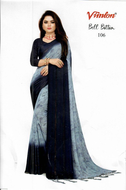 Vimlon Bell Bottom Vb006 Blue Georgette Saree