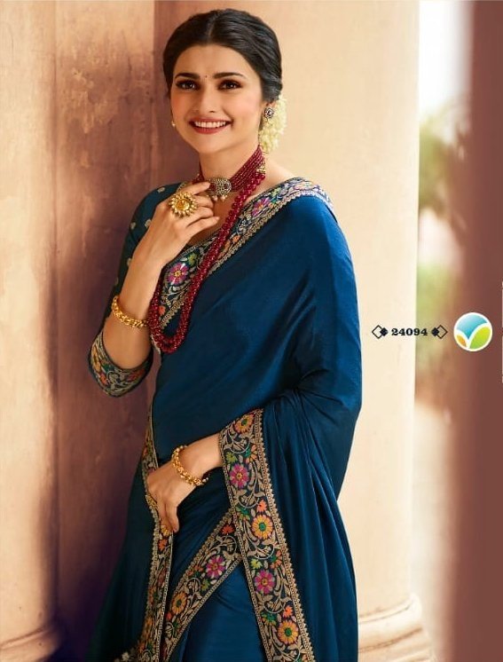 Vinay Heritage Vn-V24094 Blue Crape Silk Saree