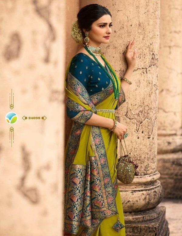 Vinay Heritage Vn-V24098 Green Crape Silk Saree