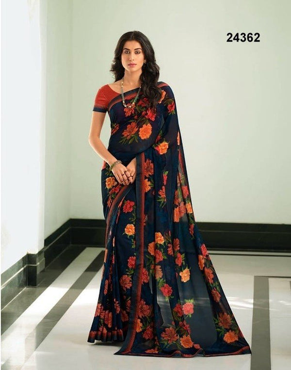 Vinay Starwalk-67 Vn-V24362 Blue Georgette Saree