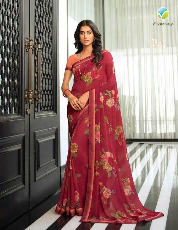 Vinay Starwalk-67 Vn-V24363 Maroon Georgette Saree