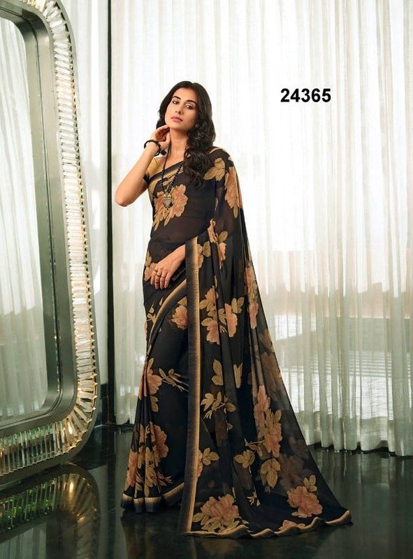 Vinay Starwalk-67 Vn-V24365 Black Georgette Saree