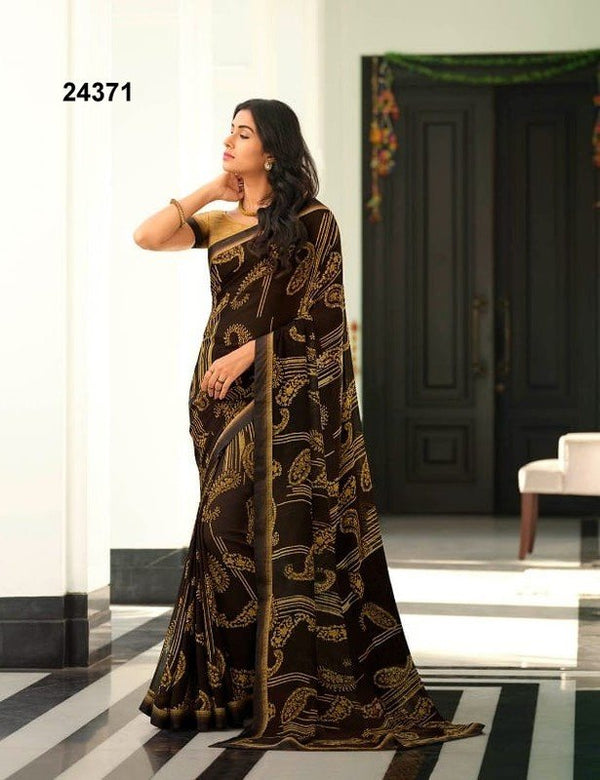 Vinay Starwalk-67 Vn-V24371 Brown Georgette Saree