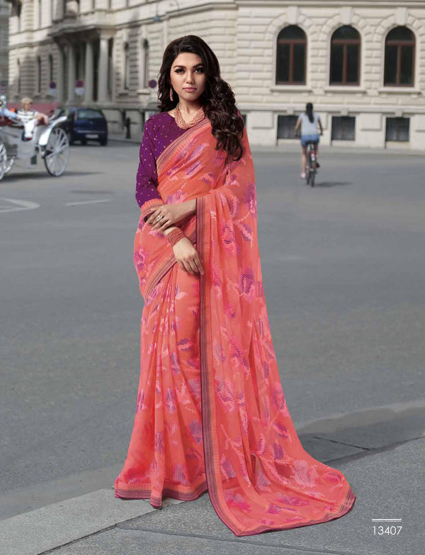 Subhash Old Hit Sb-13407 Pink Chiffon Saree