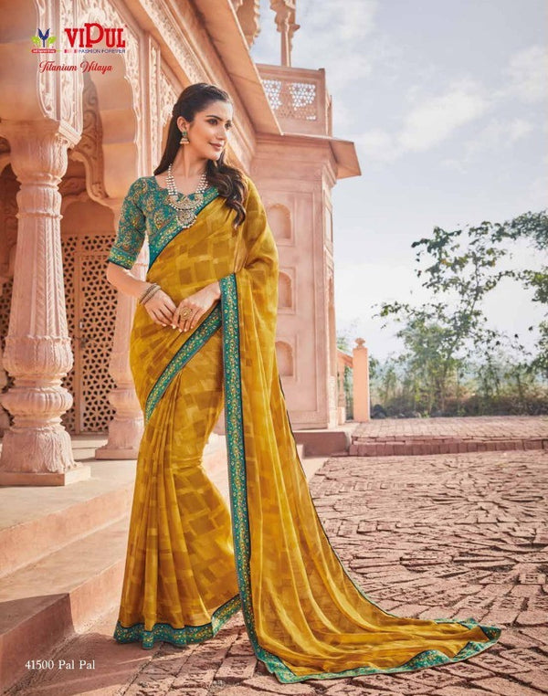 Vipul Old Hit Collection Vp-41500 Yellow Georgette Saree