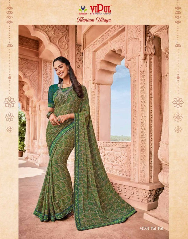 Vipul Old Hit Collection Vp-41501 Green Georgette Saree