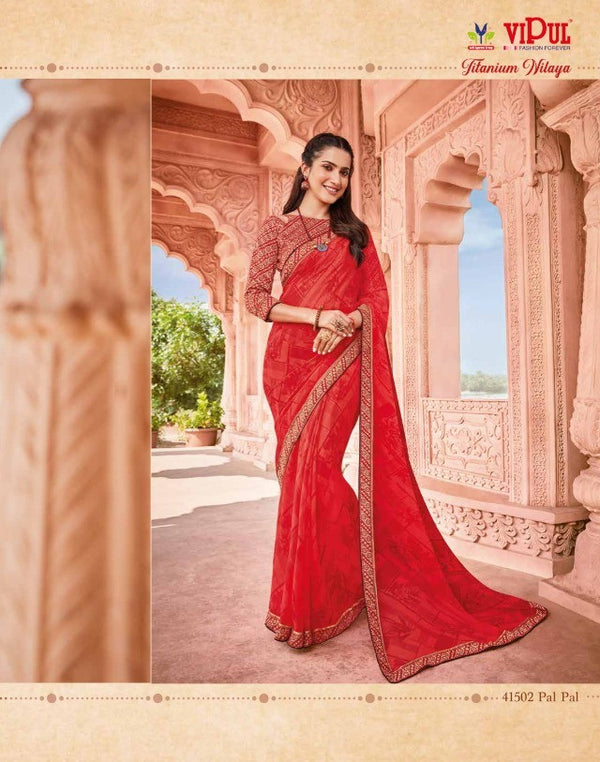 Vipul Old Hit Collection Vp-41502 Red Georgette Saree