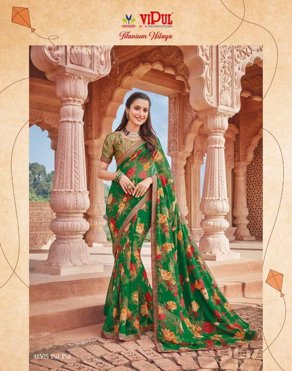 Vipul Old Hit Collection Vp-41505 Green Georgette Saree