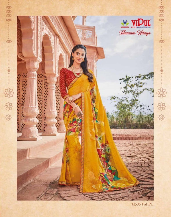 Vipul Old Hit Collection Vp-41506 Yellow Georgette Saree