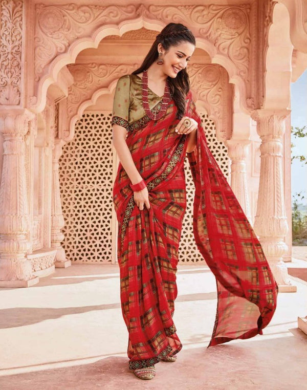 Vipul Old Hit Collection Vp-41507 Red Georgette Saree