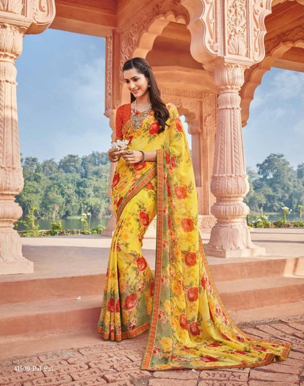 Vipul Old Hit Collection Vp-41509 Yellow Georgette Saree