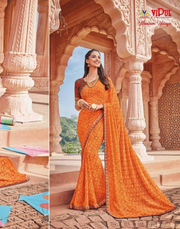 Vipul Old Hit Collection Vp-41511 Orange Georgette Saree