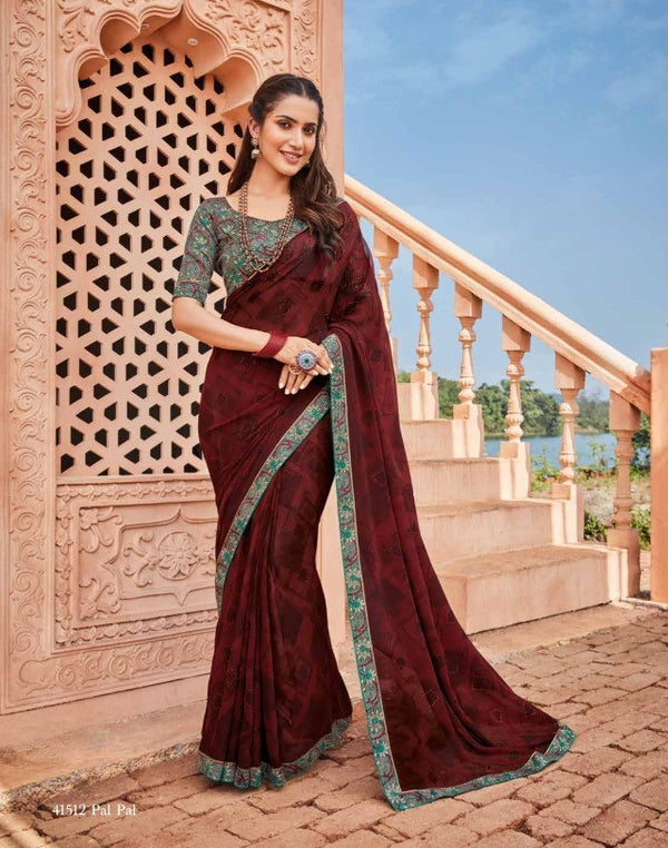 Vipul Old Hit Collection Vp-41512 Brown Georgette Saree