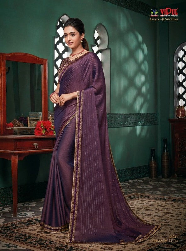 Vipul Livya Attraction Vp-46941 Purple Silk Chiffon Saree