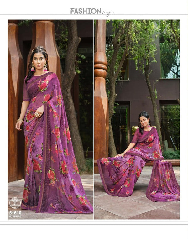 Vipul Mohini-V4 Vp-51616 Mauve Georgette Saree