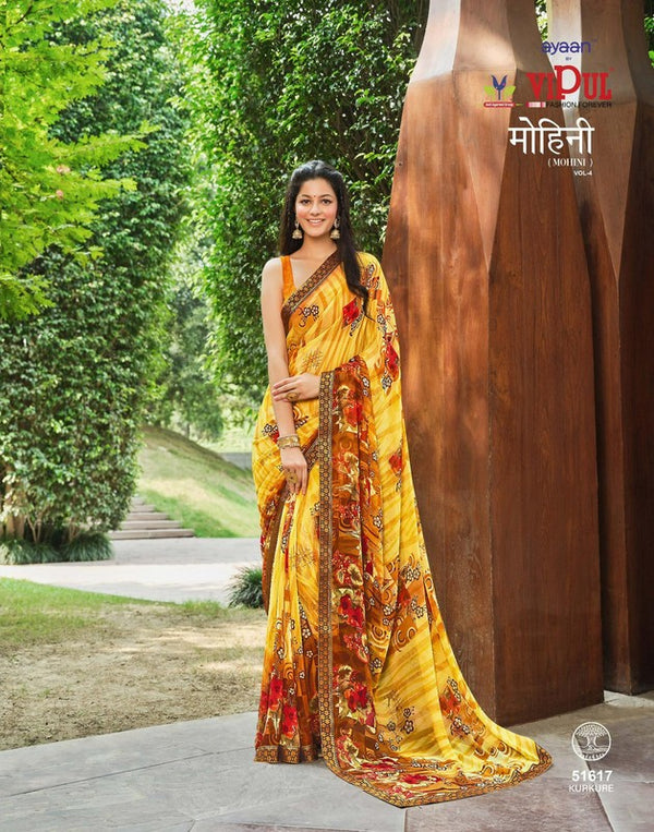 Vipul Mohini-V4 Vp-51617 Yellow Georgette Saree