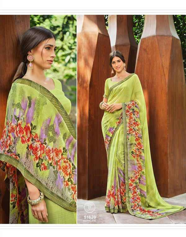 Vipul Mohini-V4 Vp-51620 Green Georgette Saree