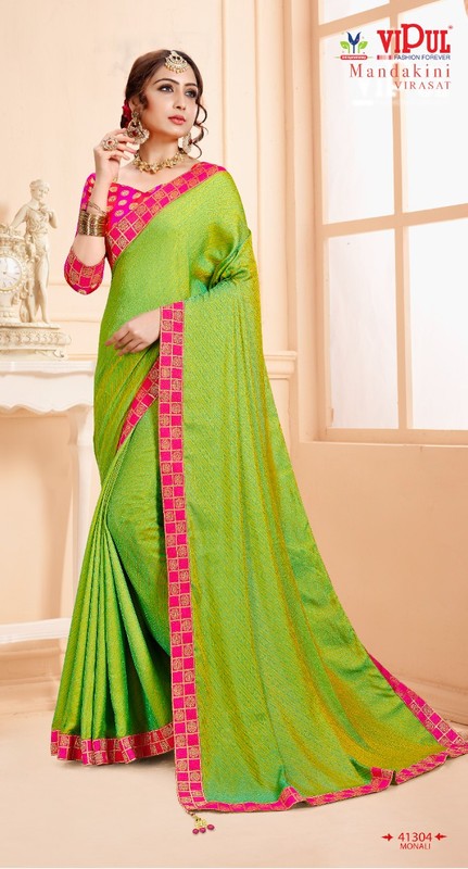 Vipul Monali Vp-41304 Green Silk Saree