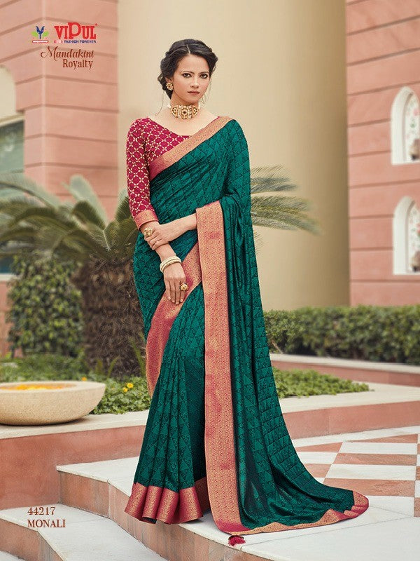 Vipul Monali Vp-44217 Green Silk Saree