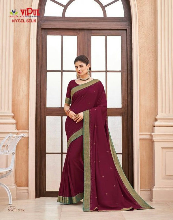 Vipul Nycil Silk Vp-47702 Maroon Vichitra Silk Saree