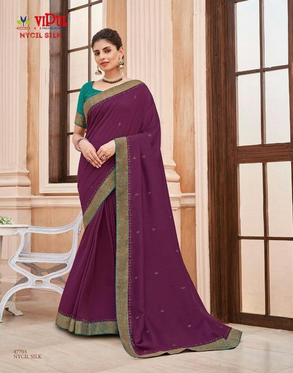 Vipul Nycil Silk Vp-47704 Violet Vichitra Silk Saree