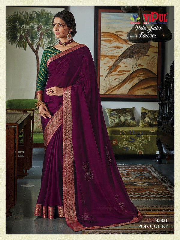 Vipul Polo Juliet Forever Vp-43821 Violet Silk Chiffon Saree