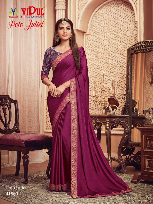 Vipul Polo Juliet Vp-41809 Violet Chiffon Saree