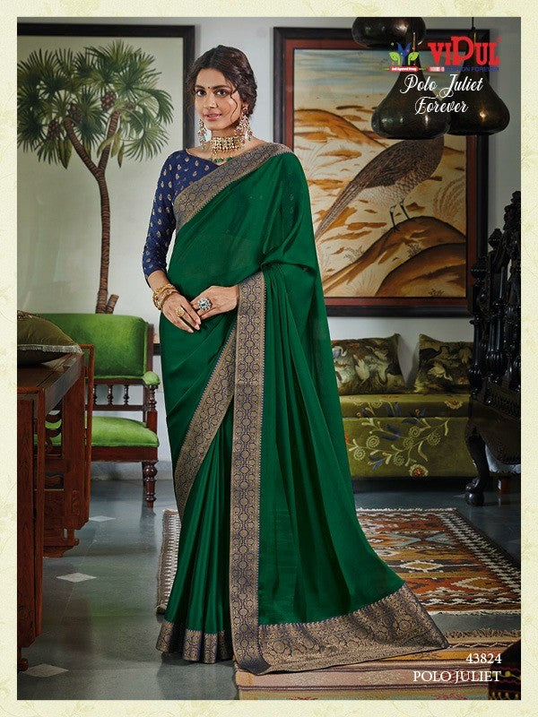 Vipul Polo Juliet Vp-43824 Green Chiffon Saree