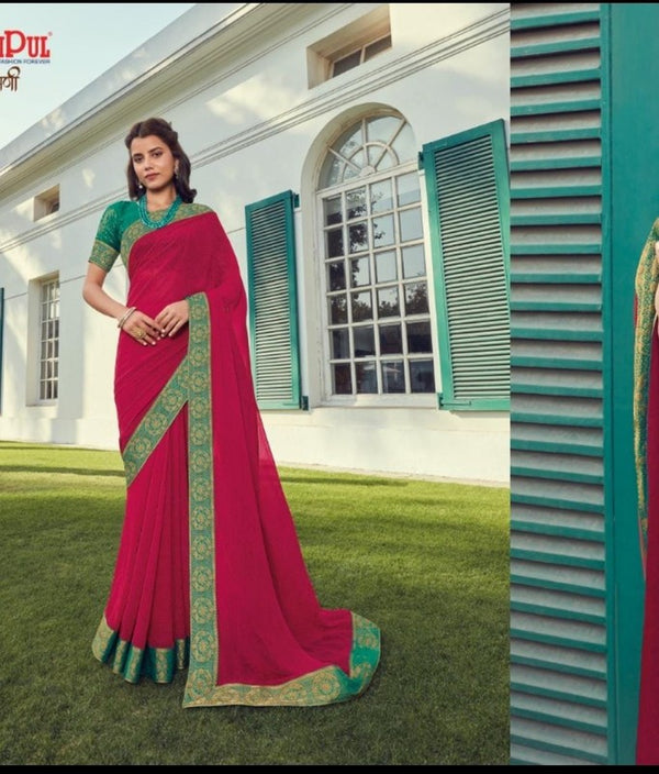 Vipul Purnima Vp-49408 Pink Georgette Saree