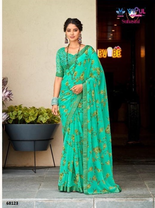 Vipul Suhasini Vp-68123 Green Georgette Saree