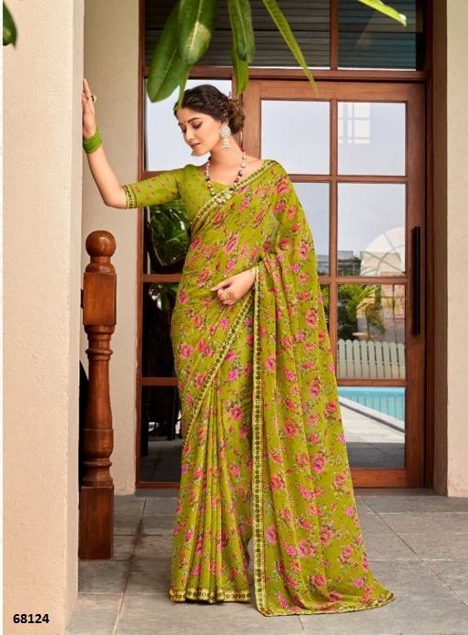 Vipul Suhasini Vp-68124 Green Georgette Saree