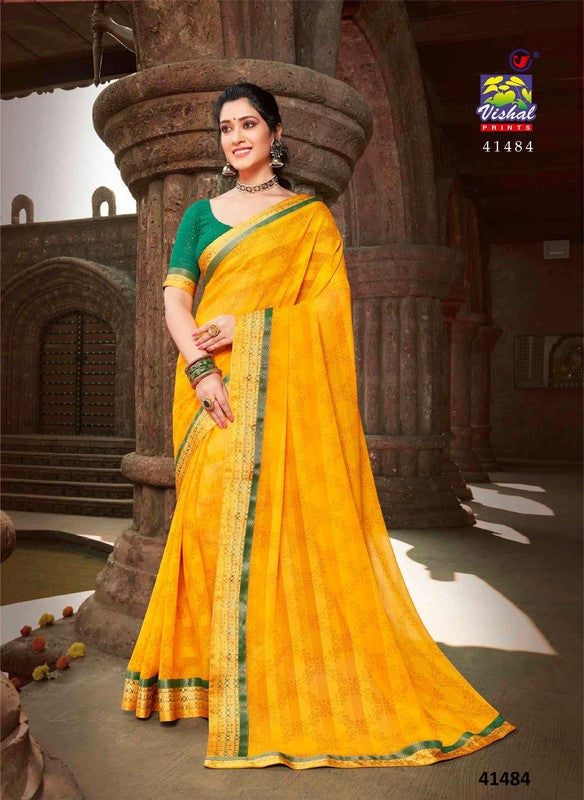 Vishal Aspire-06 Vs-41484 Georgette Yellow Saree