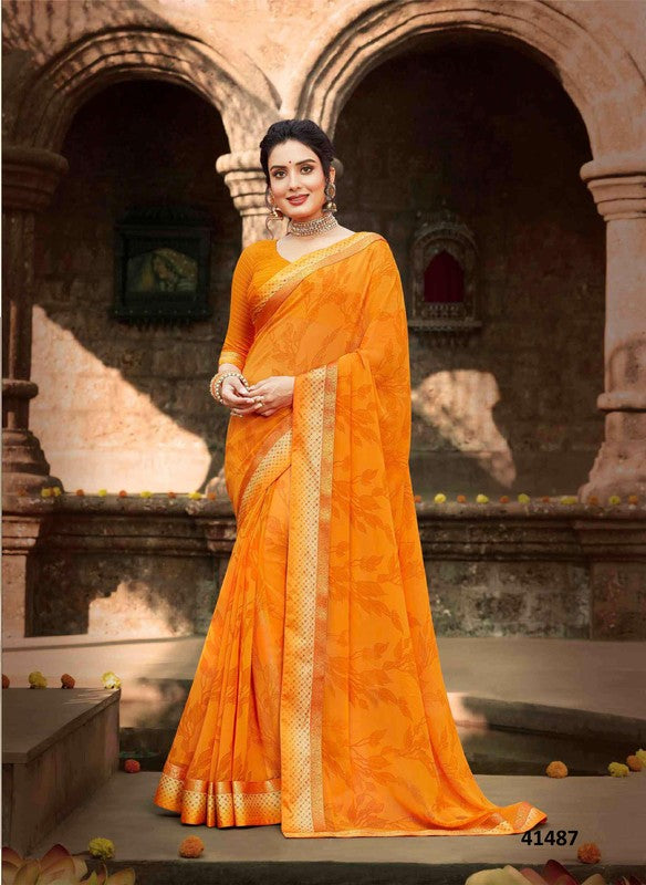 Vishal Aspire-06 Vs-41487 Georgette Orange Saree