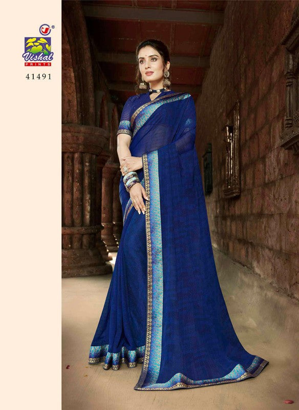 Vishal Aspire-06 Vs-41491 Georgette Blue Saree