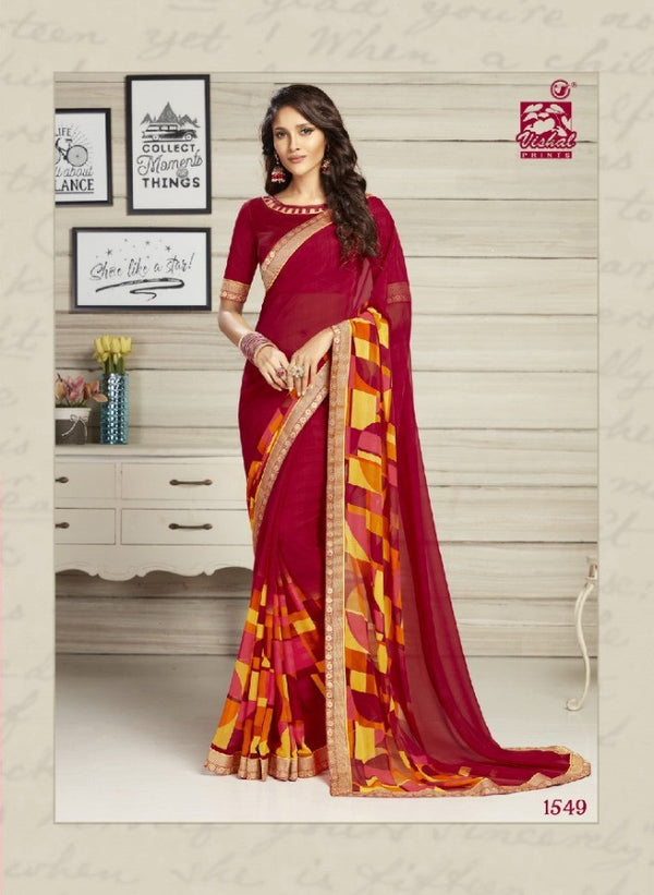 Vishal All Time Hit Vs-1549 Georgette Pink Saree