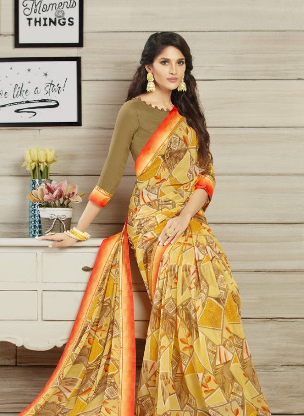 Vishal All Time Hit Vs-1552 Georgette Yellow Saree