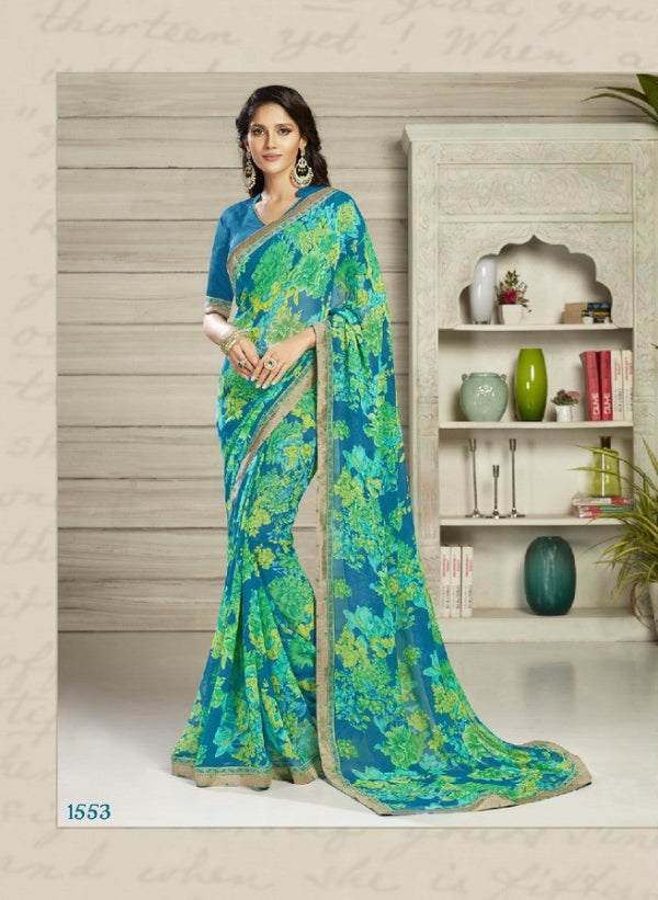 Vishal All Time Hit Vs-1553 Georgette Blue Saree