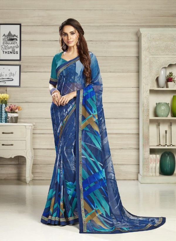 Vishal All Time Hit Vs-1555 Georgette Blue Saree