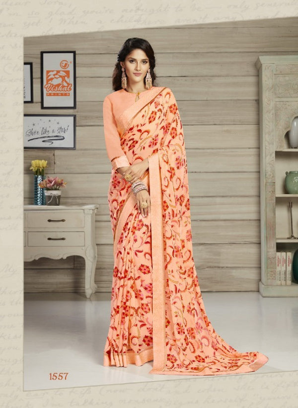 Vishal All Time Hit Vs-1557 Georgette Peach Saree