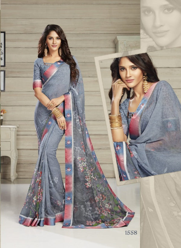 Vishal All Time Hit Vs-1558 Georgette Grey Saree