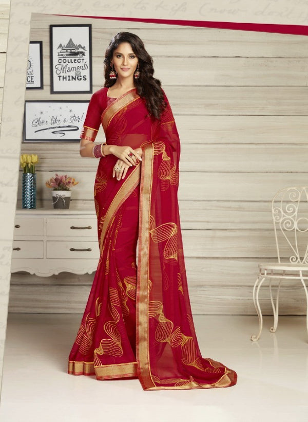 Vishal All Time Hit Vs-1559 Georgette Red Saree