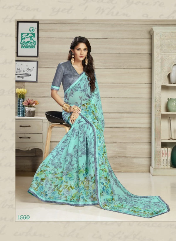 Vishal All Time Hit Vs-1560 Georgette Blue Saree