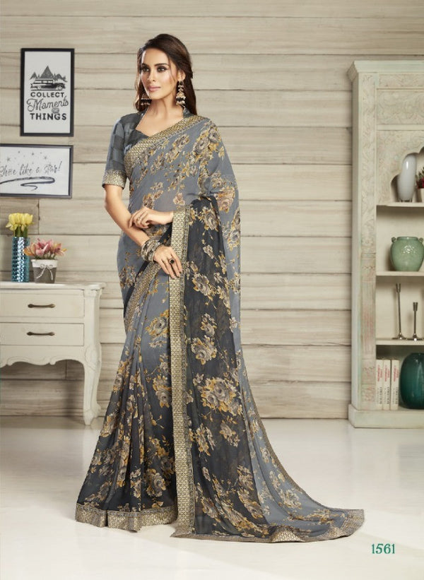 Vishal All Time Hit Vs-1561 Georgette Grey Saree