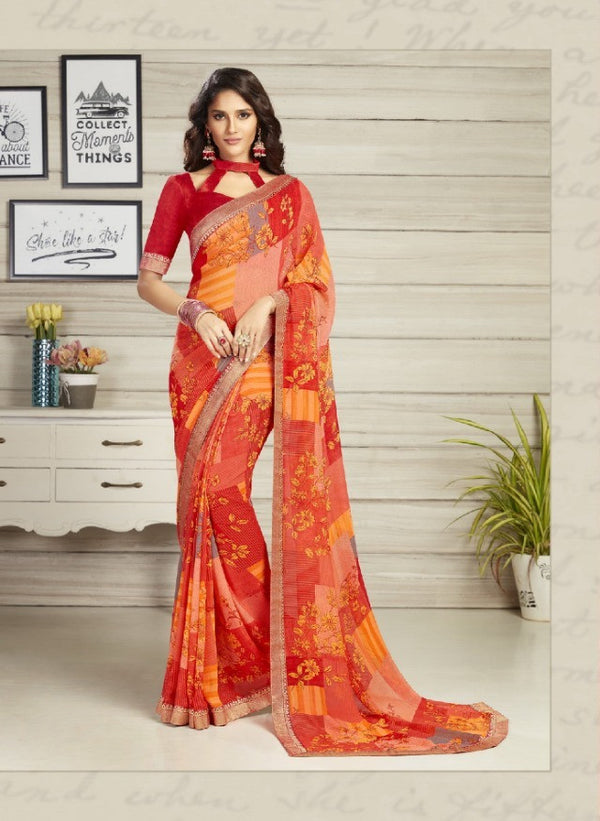 Vishal All Time Hit Vs-1564 Georgette Orange Saree